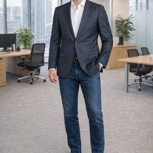 Ermenegildo Zegna Jacket 54R Gray Wool Silk 2 Button Mens Blazer Traveller